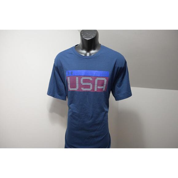 Under Armour Gym Shirt USA American Flag HeatGear Loose Short Sleeve Mens 2XL - Picture 1 of 6